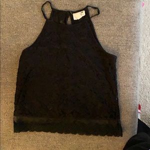 Black lace crop top tank